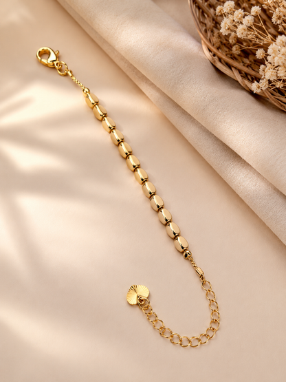Golden Leaf Link Bracelet - Stainless Steel