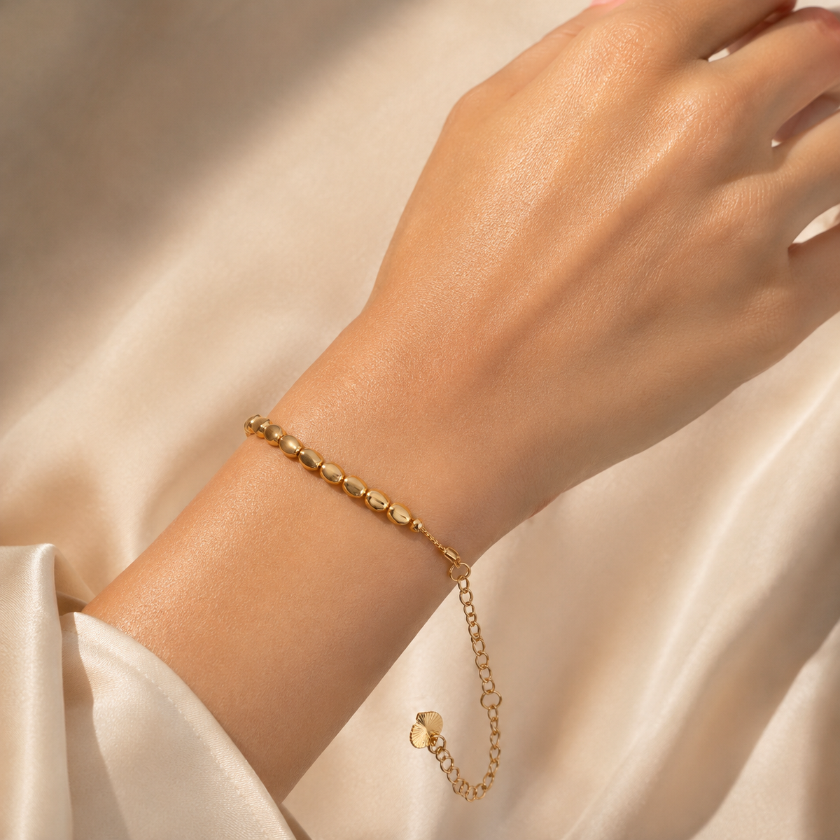 Golden Leaf Link Bracelet - Stainless Steel