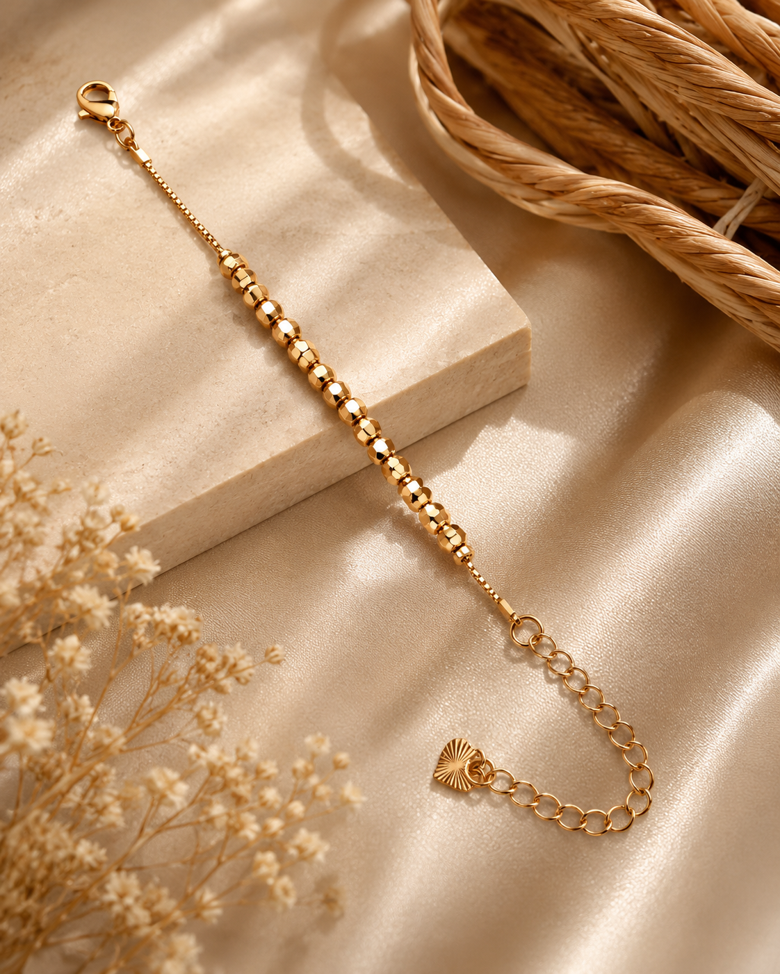 Golden Faceted Bead Bracelet
