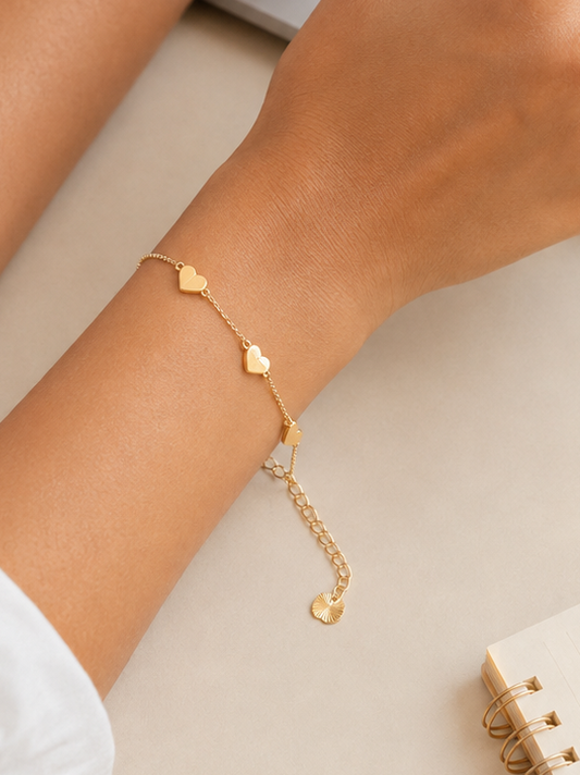 Golden Triple Heart Bracelet