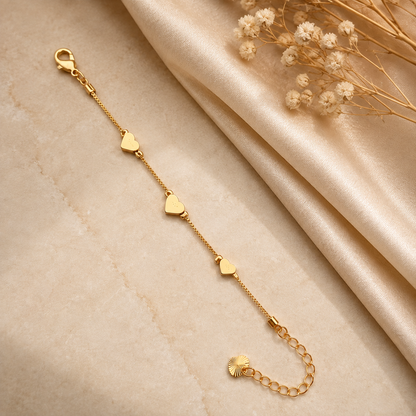 Golden Triple Heart Bracelet - Stainless Steel