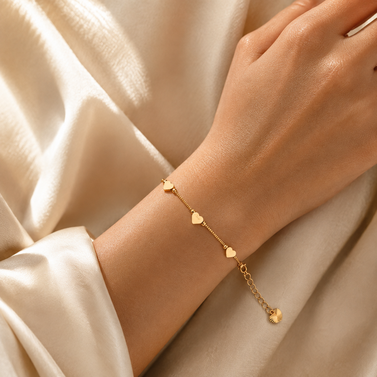 Golden Triple Heart Bracelet - Stainless Steel