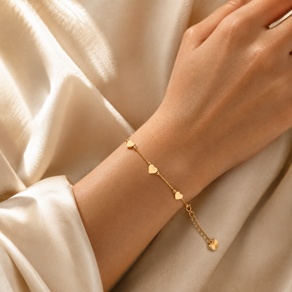 Golden Triple Heart Bracelet - Stainless Steel