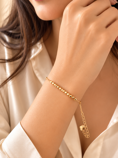 Golden Diamond-Cut Bead Bracelet - Stainless Steel