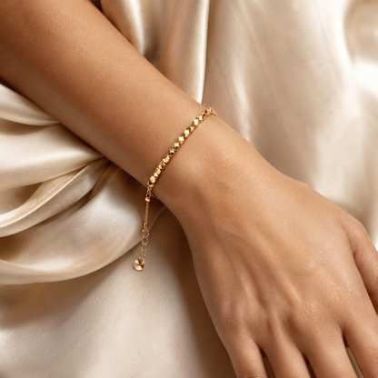 Golden Diamond-Cut Bead Bracelet - Stainless Steel