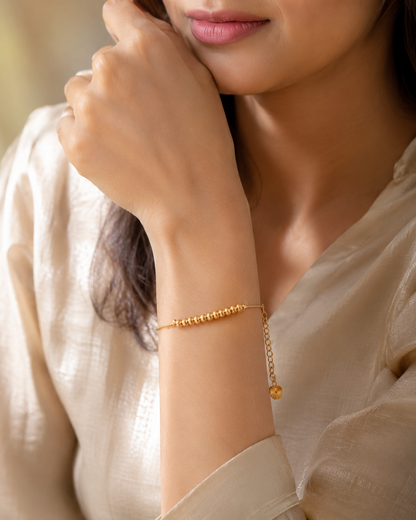 Golden Swirl Bead Bracelet - Stainless Steel