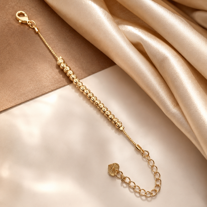 Golden Swirl Bead Bracelet - Stainless Steel