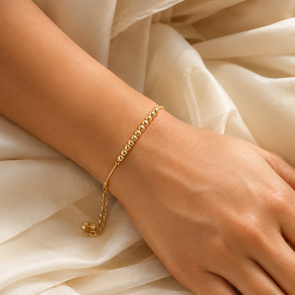 Golden Swirl Bead Bracelet - Stainless Steel