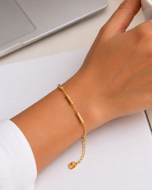 Minimal Gold-Tone Bar Link Bracelet