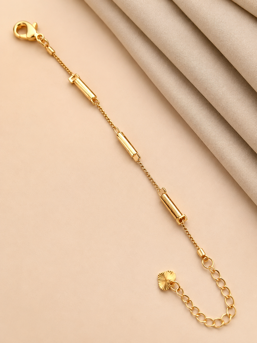 Minimal Gold-Tone Bar Link Bracelet - Stainless Steel