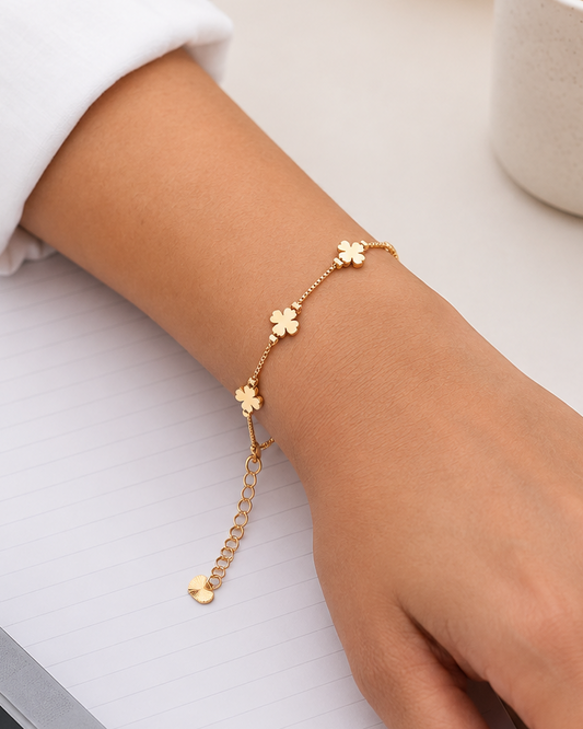 Lucky Clover Gold-Tone Bracelet