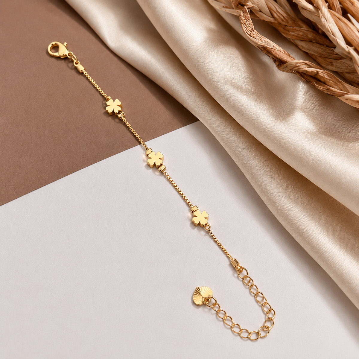 Lucky Clover Gold-Tone Bracelet - Stainless Steel