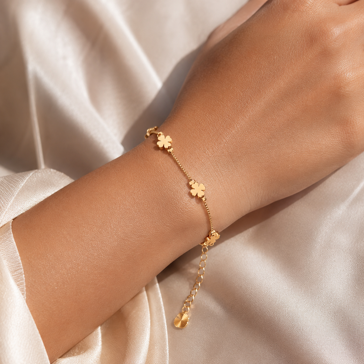 Lucky Clover Gold-Tone Bracelet - Stainless Steel