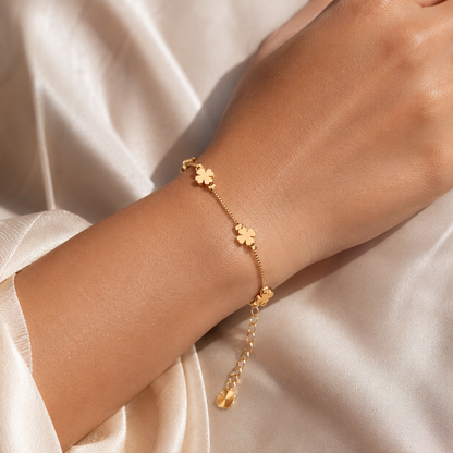 Lucky Clover Gold-Tone Bracelet - Stainless Steel
