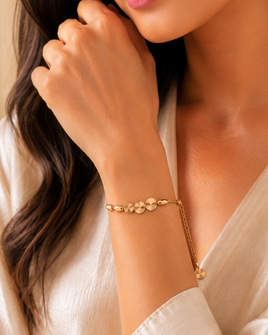 Radiant Disc Gold-Tone Bracelet - Stainless Steel