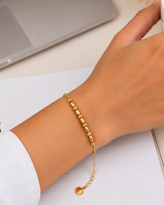 Classic Oval Bead Gold-Tone Bracelet