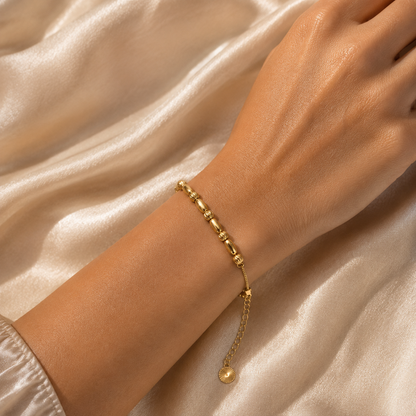 Classic Oval Bead Gold-Tone Bracelet - Stainless Steel