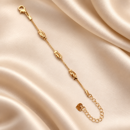 Golden Tulip Charm Chain Bracelet - Stainless Steel