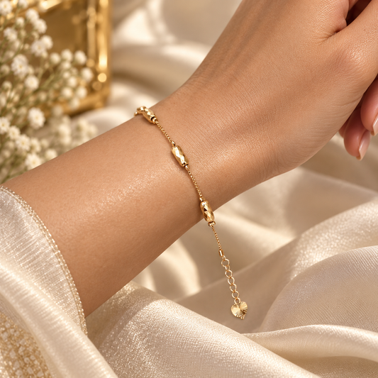 Golden Faceted Bead Chain Bracelet