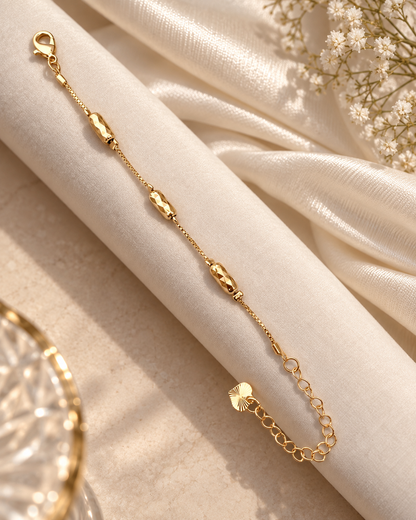 Golden Faceted Bead Chain Bracelet - Stainless Steel