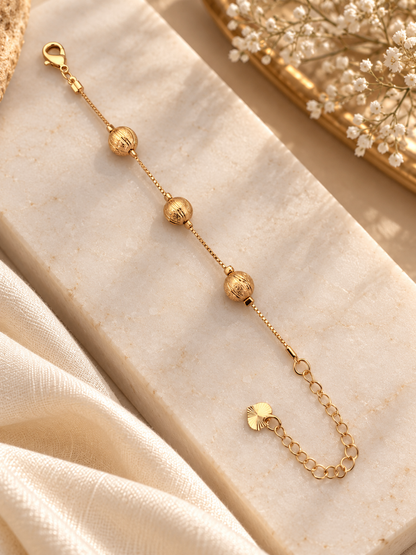 Golden Textured Orb Chain Bracelet - Stainless Steel