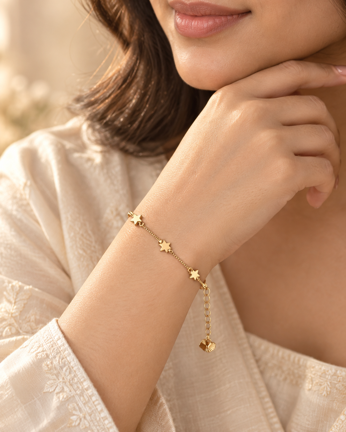 Golden Star Charm Chain Bracelet - Stainless Steel