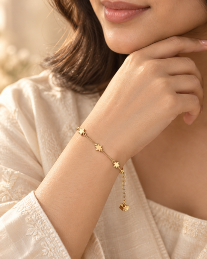 Golden Star Charm Chain Bracelet - Stainless Steel