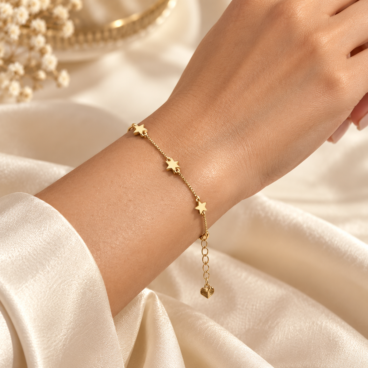 Golden Star Charm Chain Bracelet - Stainless Steel
