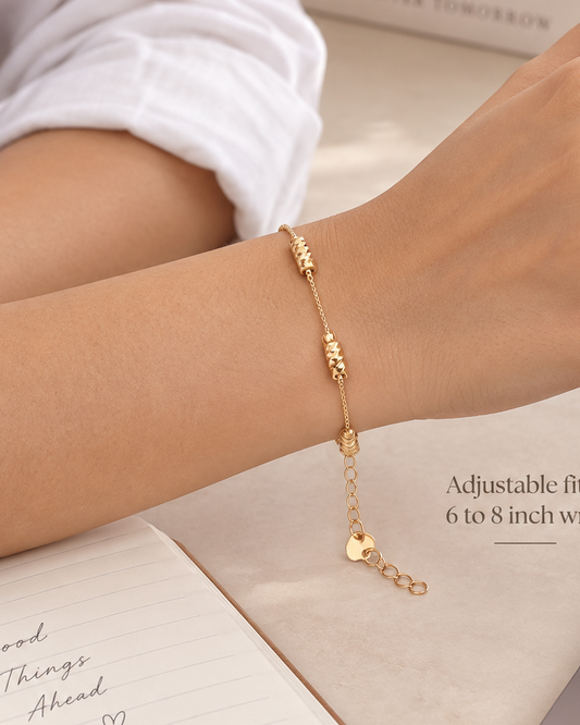 Golden Twisted Bead Chain Bracelet