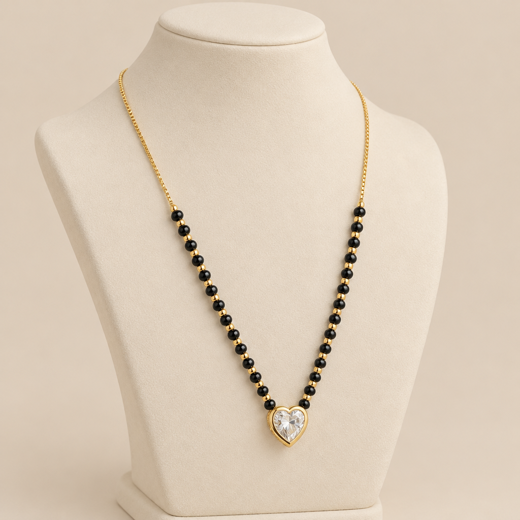 3702 mangalsutra on an ivory display bust