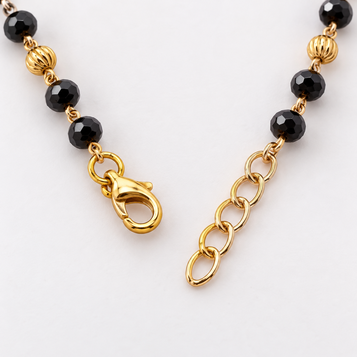 Fancy High Gold Black Beads with Pink Evil Eye Charm Najariya Bracelet