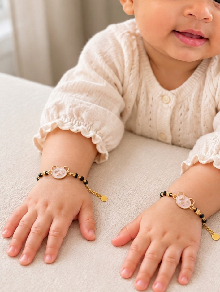 Fancy High Gold Crystal with Black Beads Najariya Bracelet