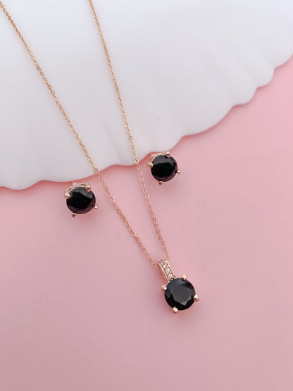 Elegant Aqua Stone Pendant Set in Rose Gold Finish