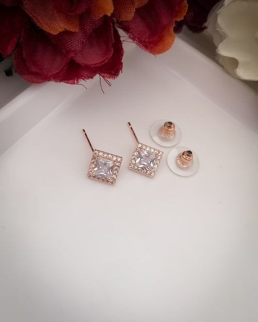 Square Diamond American Diamonds Earring - Belleza Jewels