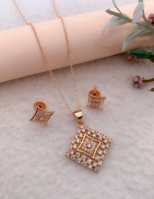 Regal Radiance: The American Diamond Royal Pendant Set by Belezza Jewels Belleza Jewels