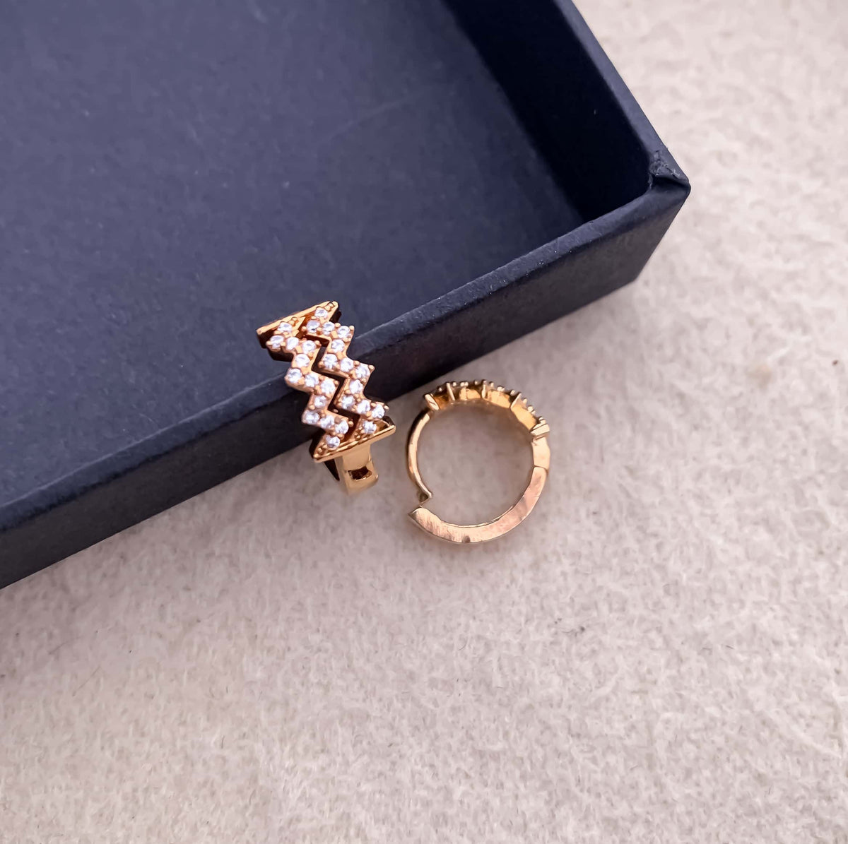 BUY 1 GET 1 FREE -American Diamond Rose Gold Pleted Fancy Delicate Bali Earring - Earrings - Belleza Jewels