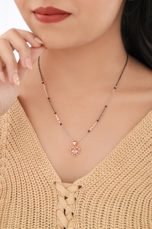 BUY 1 GET 1 FREE - American Diamond Rose Gold Plated Delicate Fancy Mnagalsutra