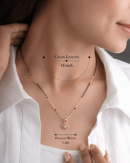 Buy 1 Get 1 Free - Rose Gold Finish Floral Crystal Motif Minimal Mangalsutra
