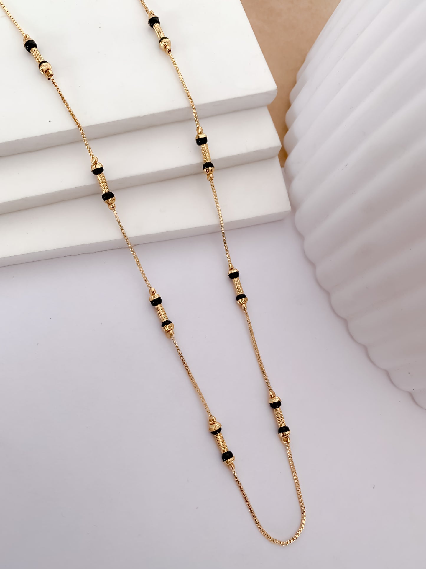 Buy 1 Get 1 Free - Minimal Cylindrical Bead Black Bead Mangalsutra