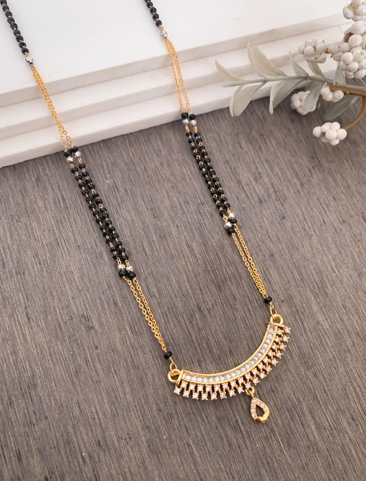 BUY 1 GET 1 FREE - American Diamond Fancy High Gold Delicate Royal Mangalsutra - Mangalsutra - Belleza Jewels