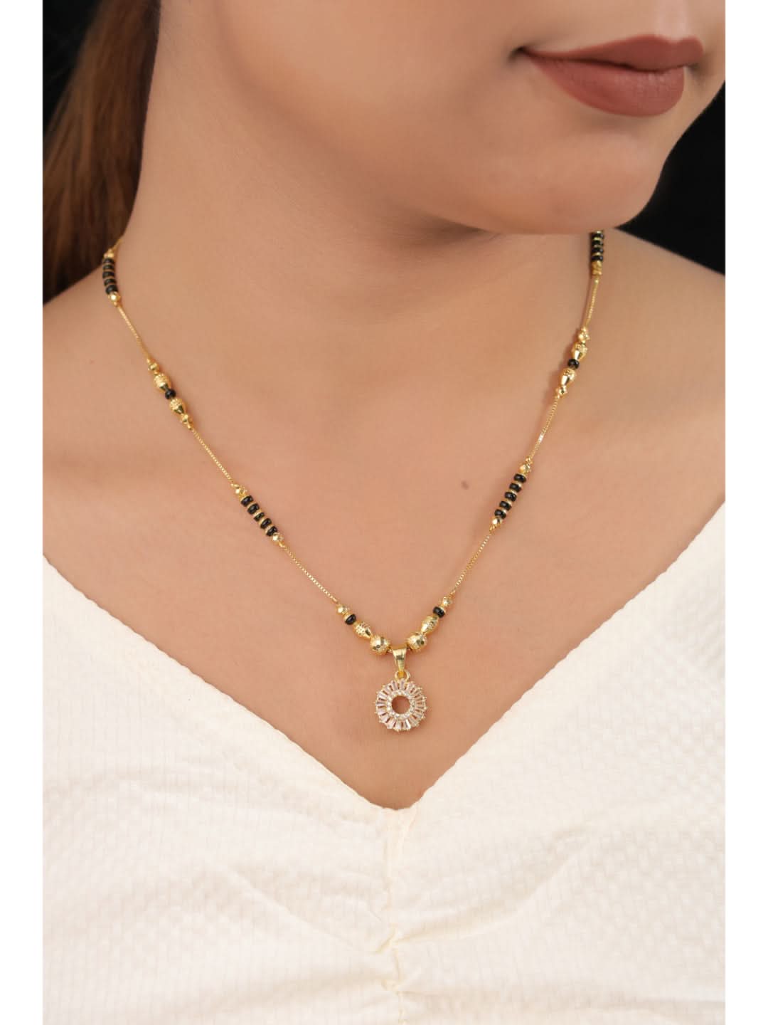Buy 1 Get 1 Free - American Diamond High Gold Plated Fancy Delicate Mangalsutra