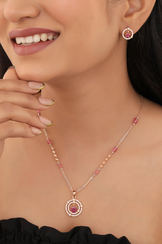 Regal Radiance: The American Diamond Royal Pendant Set by Belezza Jewels - Pendant Set - Belleza Jewels