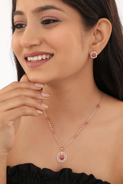 Regal Radiance: The American Diamond Royal Pendant Set by Belezza Jewels - Pendant Set - Belleza Jewels