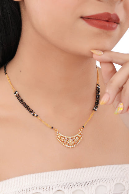 BUY 1 GET 1 Free-  American Diamond exclusive Flower High Gold Mangalsutra