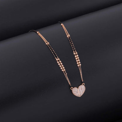 BUY 1 GET 1 FREE - American Diamond Rose Gold Plated Delicate Heart Shape Fancy Mangalsutra - Mangalsutra - Belleza Jewels