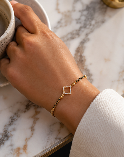 Radiant Square Charm Mangalsutra Bracelet