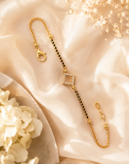 Radiant Square Charm Mangalsutra Bracelet