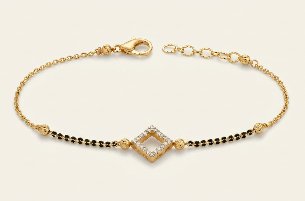 Radiant Square Charm Mangalsutra Bracelet