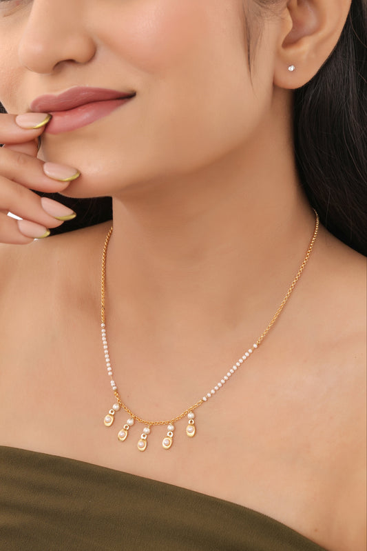 Pearl Drop Chain Necklace