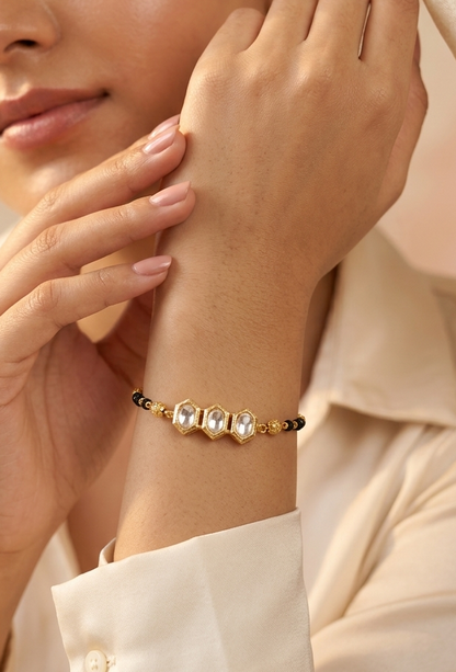 Fancy Gold Plated Delicate Hand Mangalsutra